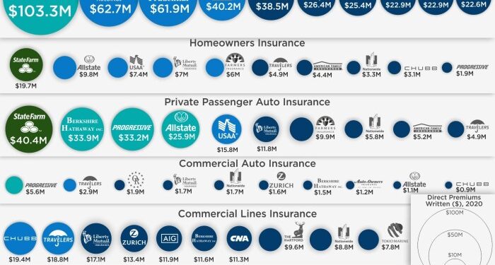 Ranking Insurance Companies by Direct Premiums Written in 2020
